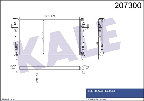 RADYATÖR 2 SIRA AL SISTEM LAGUNA II 1.6İ 1.8İ 16