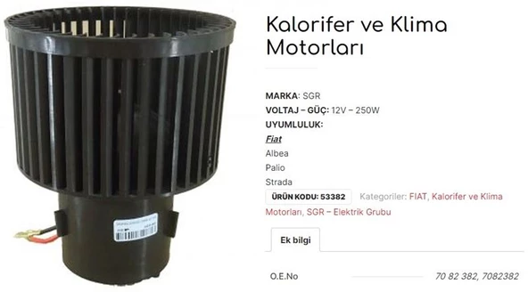 FİAT ALBEA - PALİO - STRADA KALORİFER MOTORU 7082382 SGR-53382