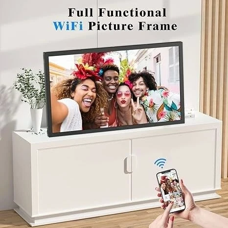 Nethgrow Büyük Dijital Resim Çerçevesi 21.5 Inc 2.4 5G WiFi 1080p - Siyah Wifi - 3