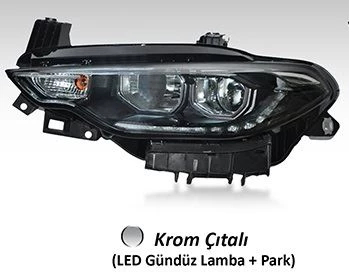 FİAT EGEA ÖN SOL FAR MOTORLU KROM ÇITALI (LED DRL+PARK) 2016-2020 ARASI 52145166
