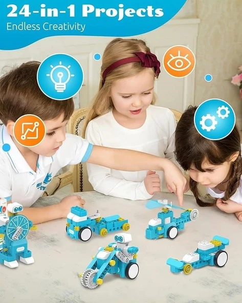 WhalesBot B3 Pro Kodlama Robotu 4+ Yaş Çocuklar İçin 24'ü 1 Arada Robotik Kit - Resim 4