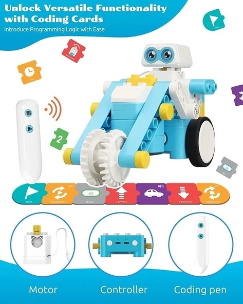WhalesBot B3 Pro Kodlama Robotu 4+ Yaş Çocuklar İçin 24'ü 1 Arada Robotik Kit - Resim 2