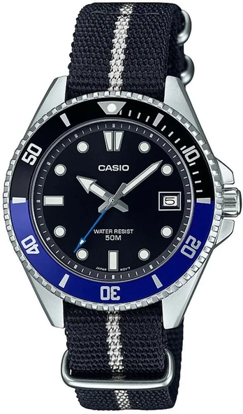 Casio MDV-10C-1A2VDF Quartz Nato Siyah/Beyaz 39 mm Erkek Kol Saati