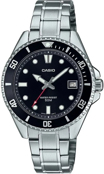 Casio MDV-10D-1A1VDF Quartz Çelik Gri Siyah Kadran 39 mm Erkek Kol Saati