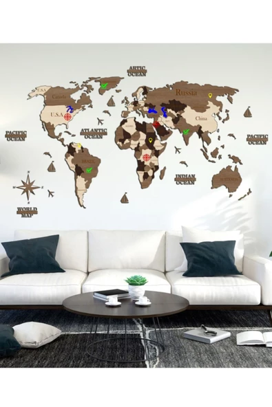 Odun Marketi 3 Boyutlu Ahşap Dünya Haritası, Ahşap Duvar Dekoru, Duvar Tablo, Gerçek Dünya Haritası,dekorasyon - 4