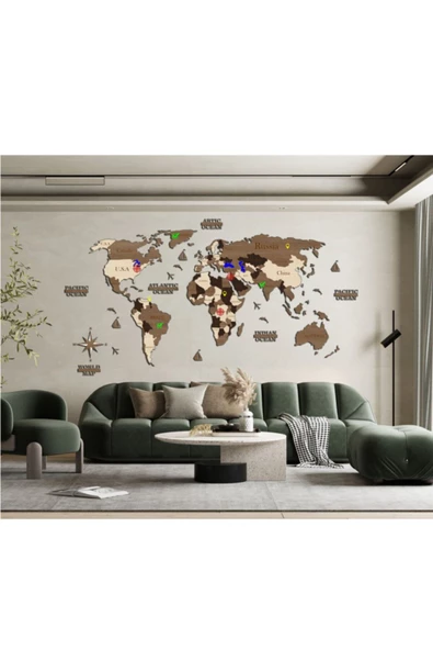 Odun Marketi 3 Boyutlu Ahşap Dünya Haritası, Ahşap Duvar Dekoru, Duvar Tablo, Gerçek Dünya Haritası,dekorasyon - 5