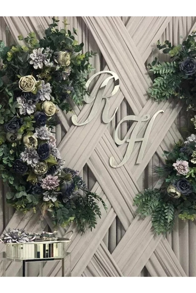 GİZEM SHOP Söz,nişan,kına 30 Cm Pleksi Ayna Baş Harf Gold - 5
