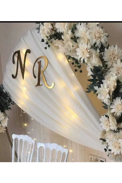 GİZEM SHOP Söz,nişan,kına 30 Cm Pleksi Ayna Baş Harf Gold - 4