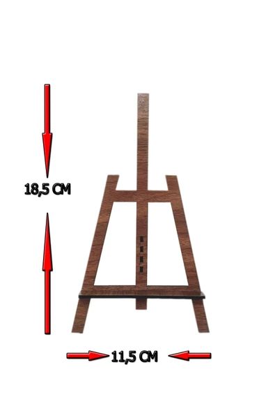 KEMSON Şövale Lazer Kesim Mini Şövale Çerçeve Ayağı Ceviz 12x19 Cm 3 Adet - 3