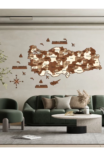 KEMSON 3d Türkiye Haritası Ahşap Puzzle Tarzı Mükemmel Bir - 2