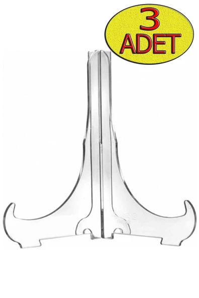 KEMSON Çerçeve Tabak Teşhir Ayağı Stand Pleksi Stand 9cmx11cm Şövalye Şeffaf Pleksi 3 Adet - 3