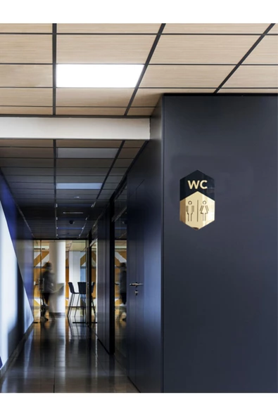 GİZEM SHOP WC Yönlendirme (İKİLİ) Tabelası Siyah Pleksi Üzeri Gold Pleksi - 5