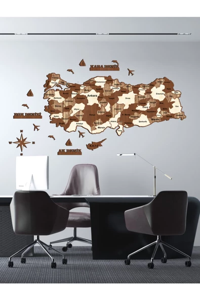 KEMSON 3d Türkiye Haritası Ahşap Puzzle Tarzı Mükemmel Bir - 5