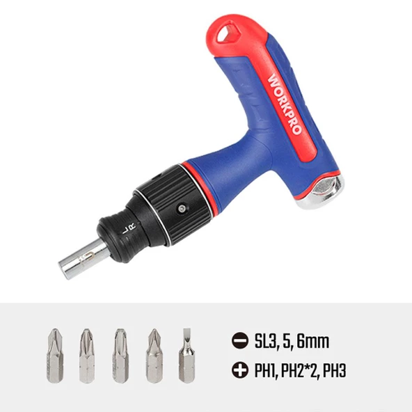 Workpro Wp221072 7-In-1 Profesyonel Cr-V T- Saplı Cırcırlı Manyetik Tornavida Seti - 3