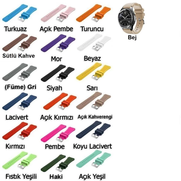 Samsung Gear S3 ve Huawei Watch Gt Gt2 Silikon Kordon Kayış - 2