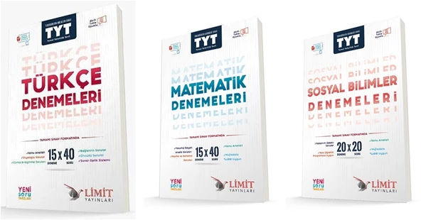 Limit Tyt Türkçe + Matematik + Sosyal Deneme Seti 3 Kitap 2024
