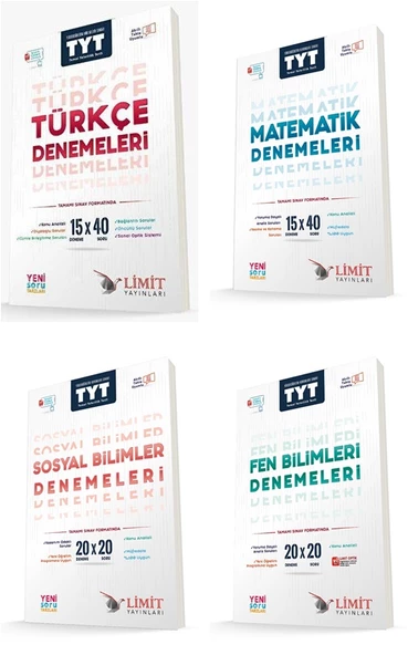 Limit Tyt Türkçe + Matematik + Sosyal + Fen Deneme Seti 4 Kitap 2024 ürün görseli