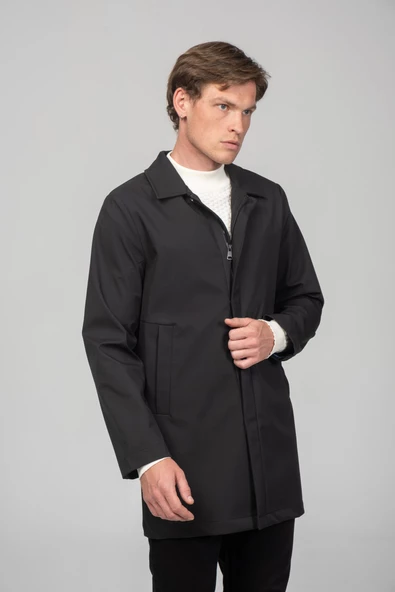 Erkek Teknolojik Kumaşdan Yağmur Ve Rüzgar Geçirmez Astarsız Baharlık Klasik Kaban - 2