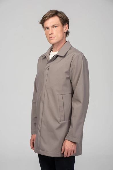 Erkek Teknolojik Kumaşdan Yağmur Ve Rüzgar Geçirmez Astarsız Baharlık Klasik Kaban - 10