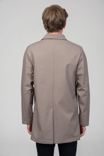 Erkek Teknolojik Kumaşdan Yağmur Ve Rüzgar Geçirmez Astarsız Baharlık Klasik Kaban - 12