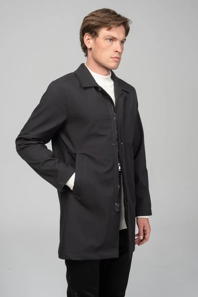 Erkek Teknolojik Kumaşdan Yağmur Ve Rüzgar Geçirmez Astarsız Baharlık Klasik Kaban - 3