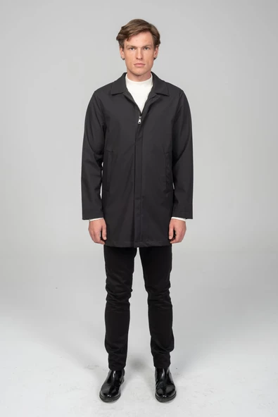 Erkek Teknolojik Kumaşdan Yağmur Ve Rüzgar Geçirmez Astarsız Baharlık Klasik Kaban - 7