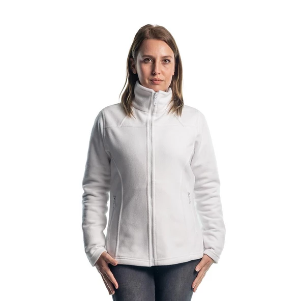Şensel, Kadın Polar Mont, Beyaz -99E310- Cepli,Fermuarlı,Outdoor