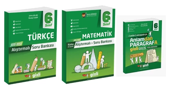 Gizli Yayınları 6. Sınıf Türkçe+Matematik+Paragraf Alıştırmalı Soru Bankası