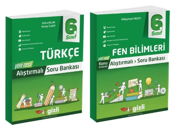 Gizli Yayınları 6. Sınıf Türkçe+Fen Bilimleri Alıştırmalı Soru Bankası