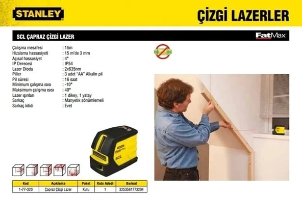 Stanley 1-77-320 SCL Çapraz Çizgi Lazeri - Resim 6