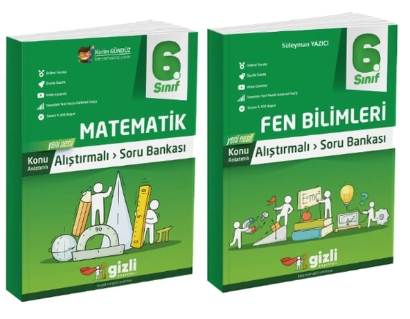 Gizli Yayınları 6. Sınıf Matematik+Fen Bilimleri Alıştırmalı Soru Bankası