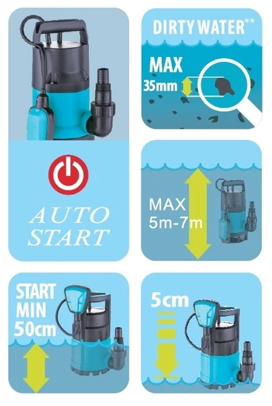 Duffmart FSP400DW Pis Su Drenaj Dalgıç Pompası - 2