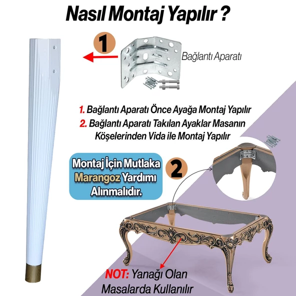 Suit Masa Dresuar Ayağı 75 cm Plastik Beyaz Ayak Mutfak Yemek Masası Mobilya Ayakları Beyaz - 5