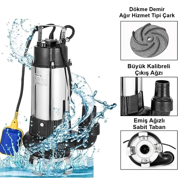 Duffmart V1100F-B Pis Su Foseptik Parçalayıcılı Açık Fanlı Dalgıç Pompa - Resim 2