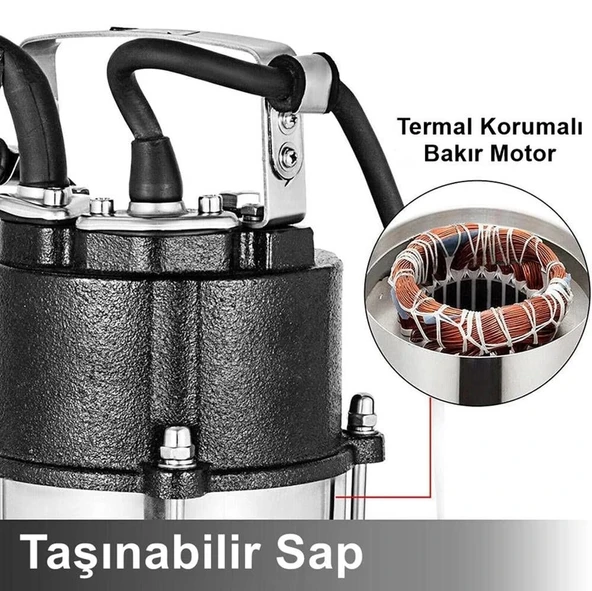 Duffmart V1100F-A Pis Su Foseptik Parçalayıcılı Açık Fanlı Dalgıç Pompa - Resim 2