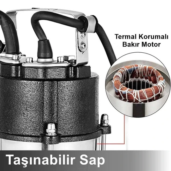 Duffmart V450F-C Pis Su Foseptik Parçalayıcılı Açık Fanlı Dalgıç Pompa - Resim 5