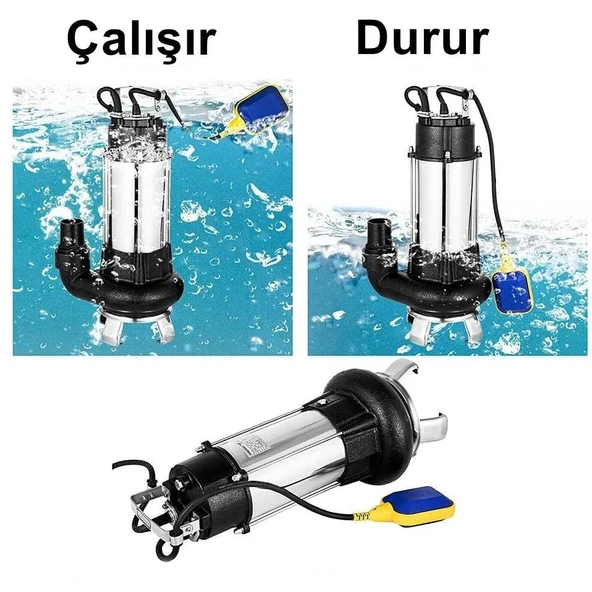 Duffmart V1100F-B Pis Su Foseptik Parçalayıcılı Açık Fanlı Dalgıç Pompa - Resim 4