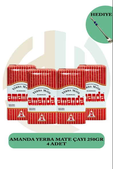 AMANDA YERBA MATE ÇAY 250 GR X4 ADET + paslanmaz çelik pipet (HEDİYE)