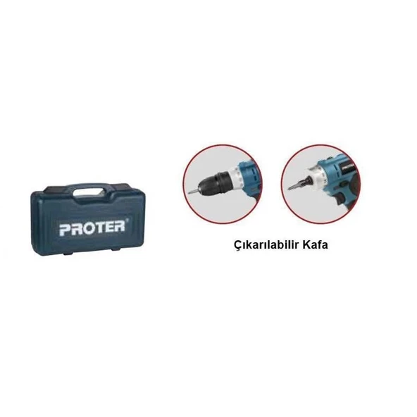 Proter Pst 222 Plus Şarjlı Vidalama Tornavida Matkap - Resim 3