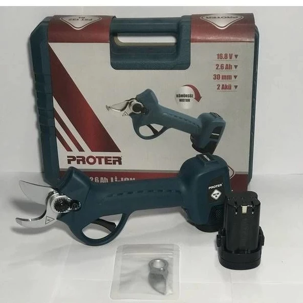 Proter PST 132 BL Akülü Kömürsüz Şarjlı Dal Budama Makası - Resim 6