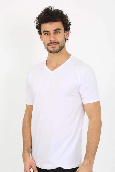 Erkek V Yaka Beyaz Penye Atlet 6560 - 3