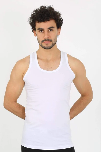 Erkek Beyaz Ribana Atlet 6502 - 3