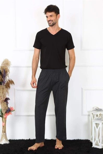 Erkek Pamuk Antrasit Tek Alt Pijama 27495