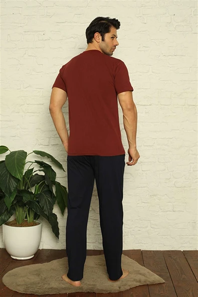 Erkek Bordo 3'lü Pijama Takım 6824 - 10