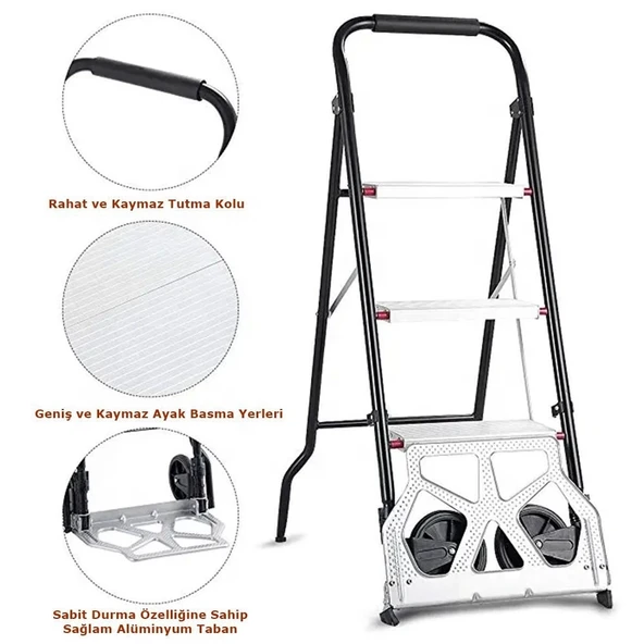 Duffmart PR2380A Pro Merdivenli Katlanır Paket Taşıma Arabası 80 Kg - 4
