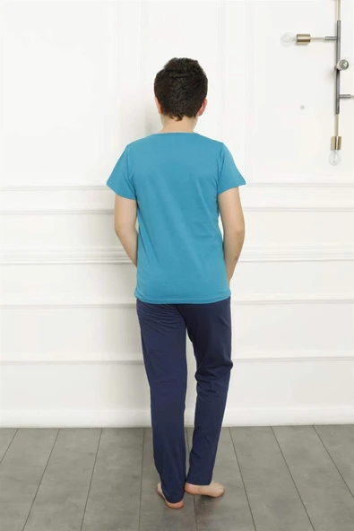 Erkek Çocuk Pamuk Kısa Kollu Pijama Takımı 20379 - 4