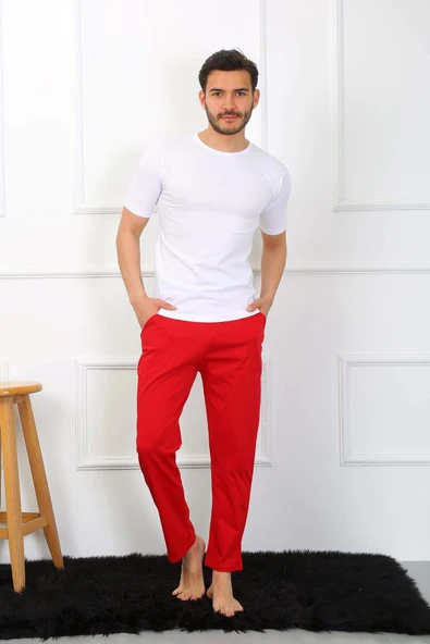 Erkek Pamuk Kırmızı Tek Alt Pijama 27495
