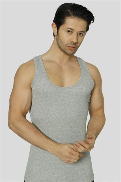 Erkek Gri Fitilli Kaşkorse Atlet - 3