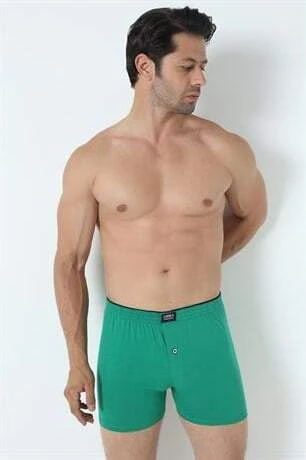 6'lı Paket Yeşil Erkek Penye Havlu Bel Boxer %100 Pamuk - 9
