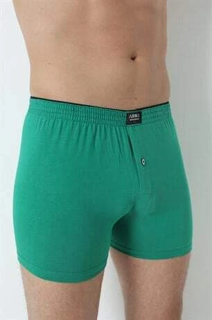 Erkek Yeşil Düğmeli Boxer 3'lü Paket %100 Pamuklu Penye - 6